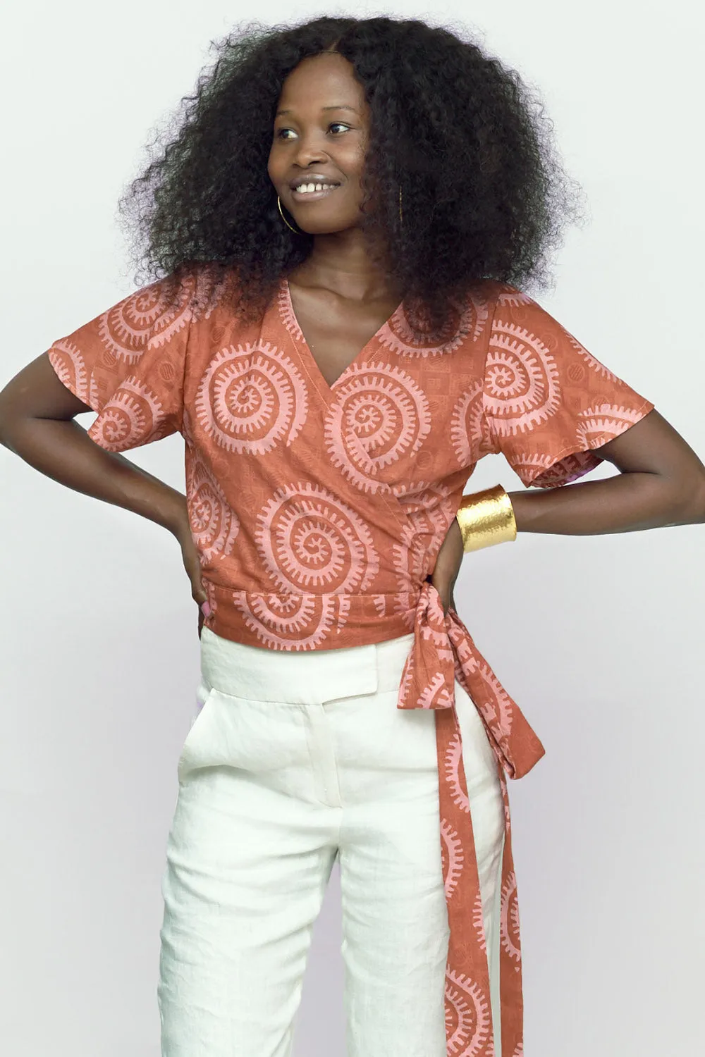 Short Sleeve Wrap Top - Shea Shell
