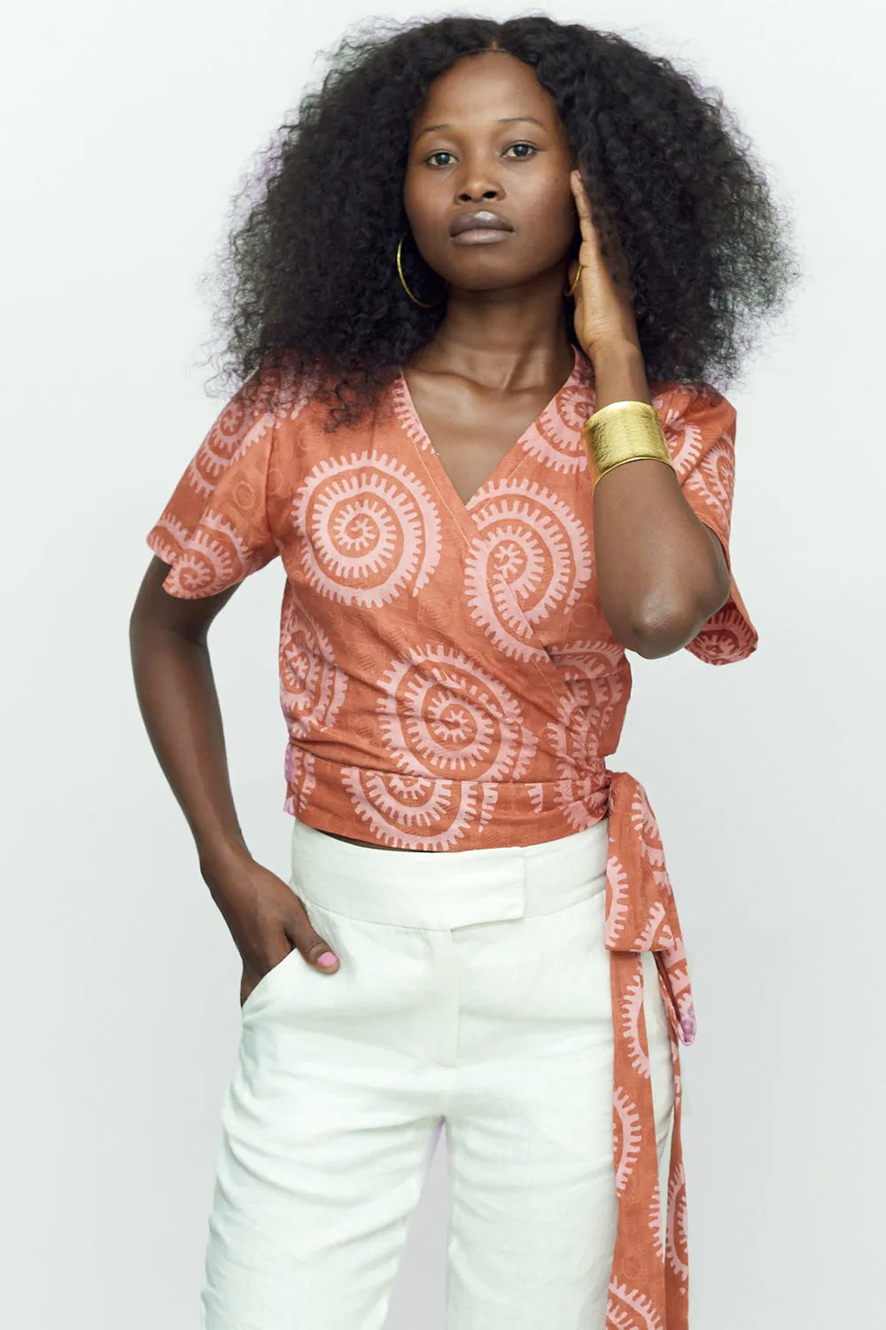 Short Sleeve Wrap Top - Shea Shell