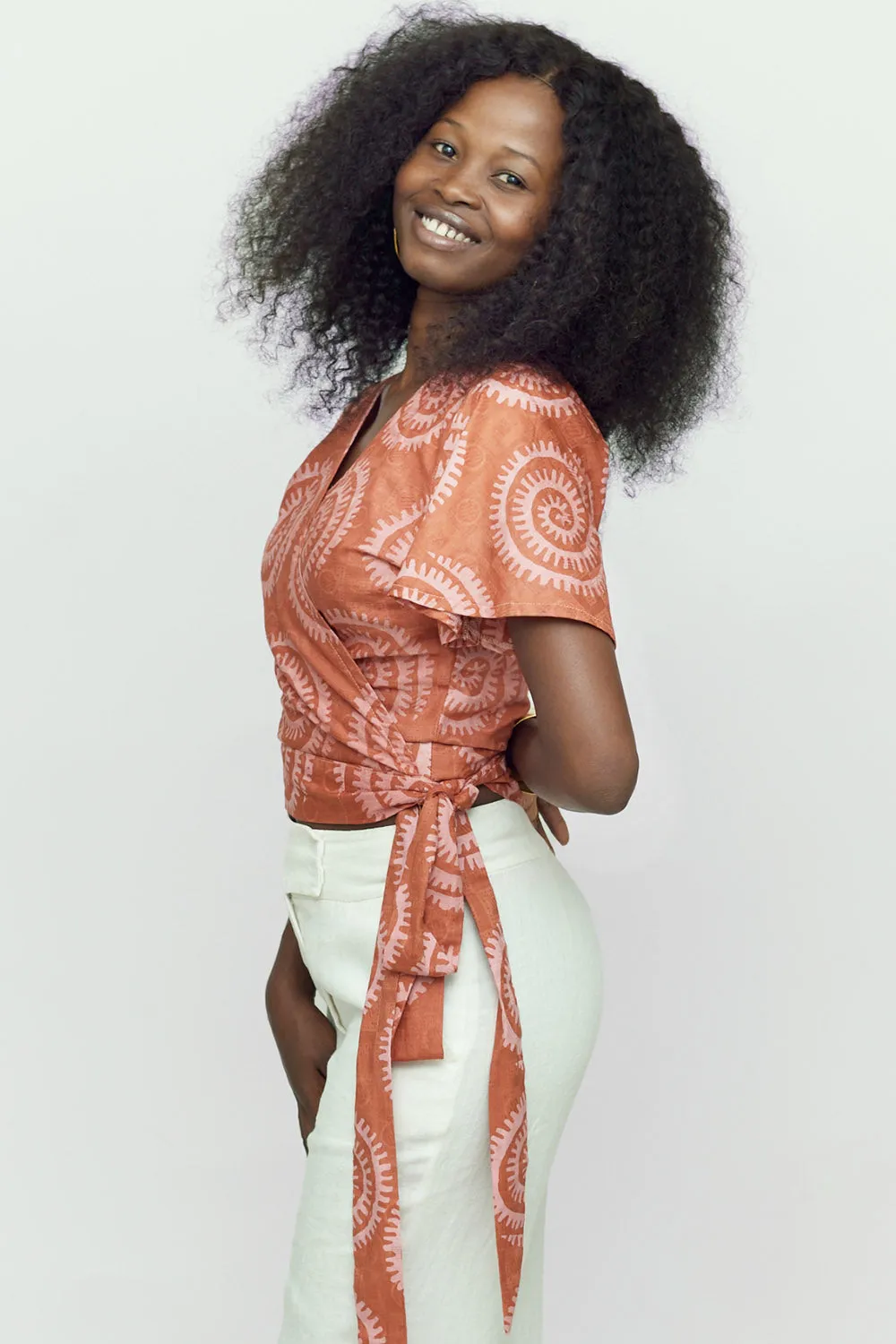 Short Sleeve Wrap Top - Shea Shell