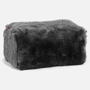 Small Footstool - Faux Fur Sheepskin Black