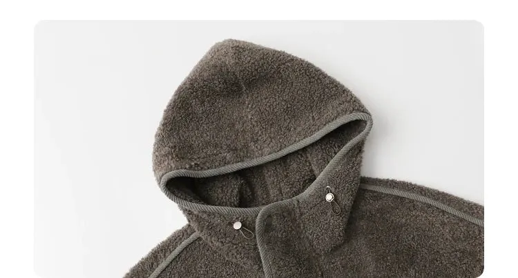Solid Loose Hooded Stand Up Collar Jacket