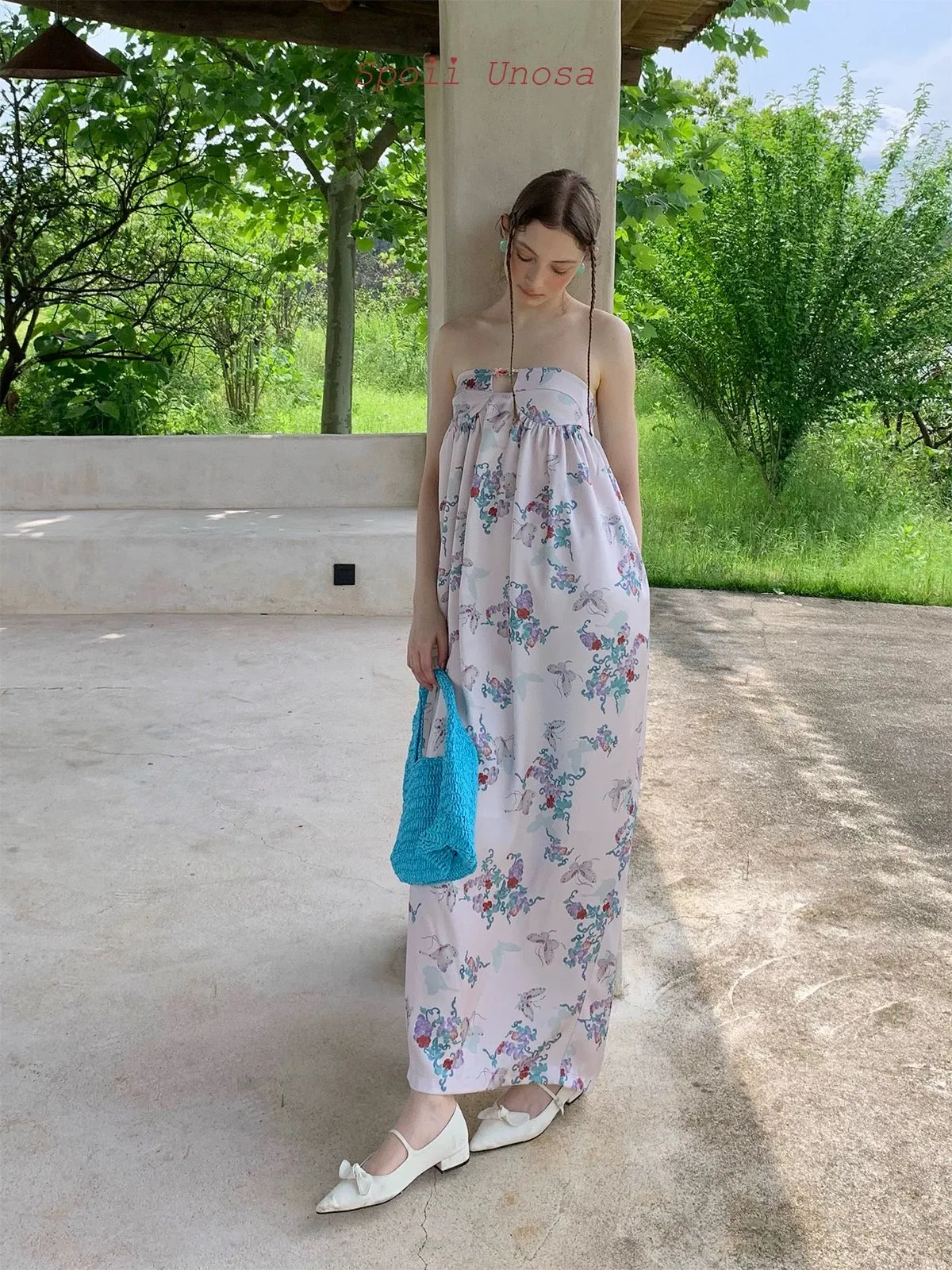 [SPOII UNOSA] Little Mermaid’s Sister Floral Midi Dress Holiday Vacation Dress Gown