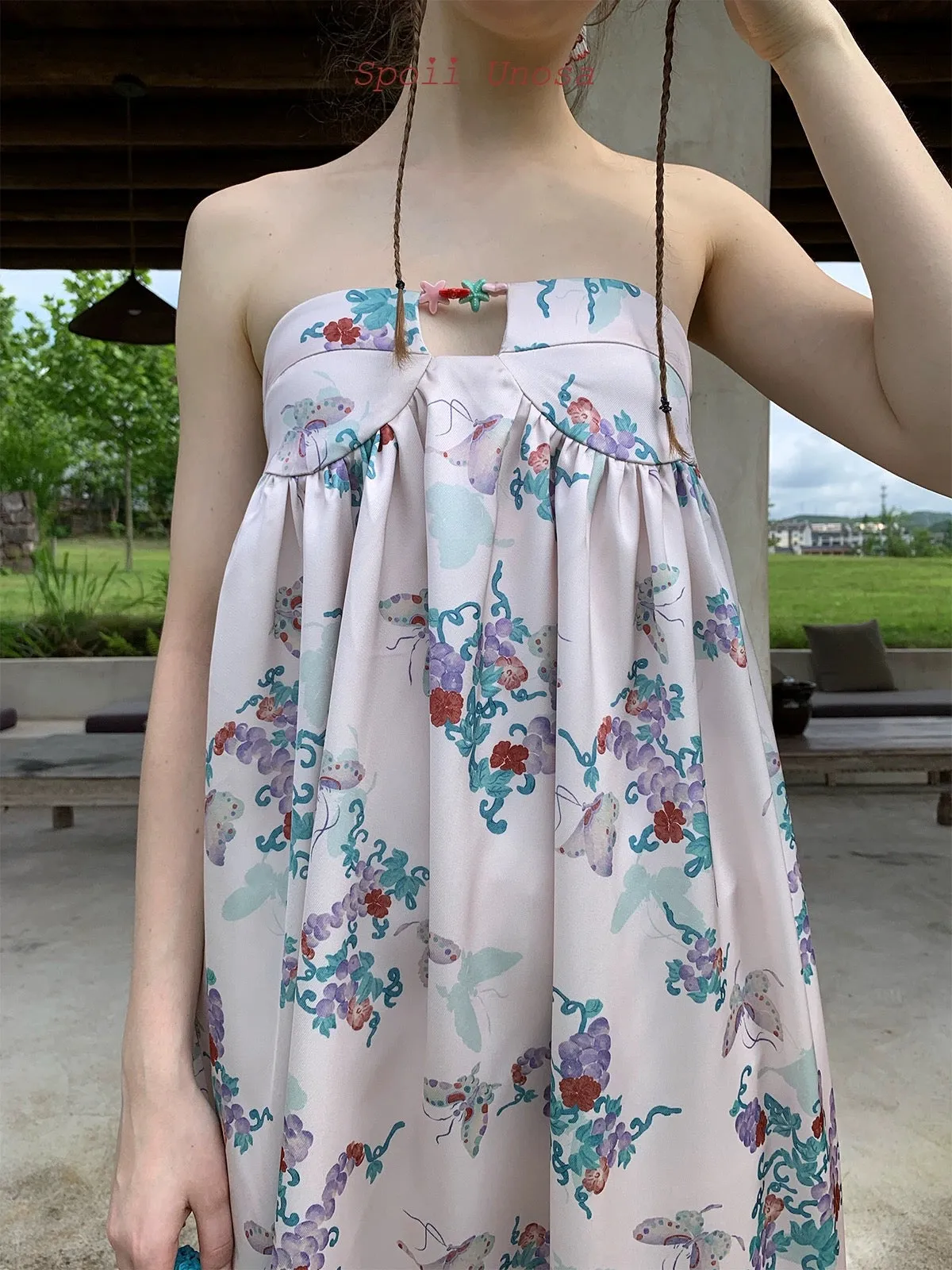 [SPOII UNOSA] Little Mermaid’s Sister Floral Midi Dress Holiday Vacation Dress Gown
