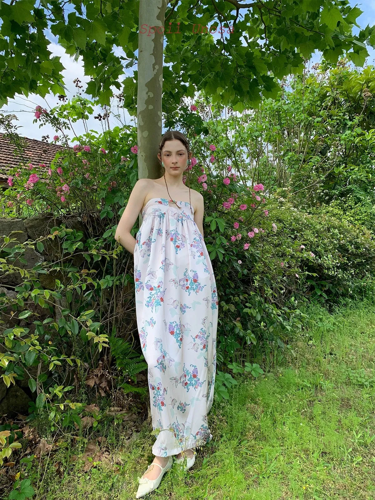 [SPOII UNOSA] Little Mermaid’s Sister Floral Midi Dress Holiday Vacation Dress Gown