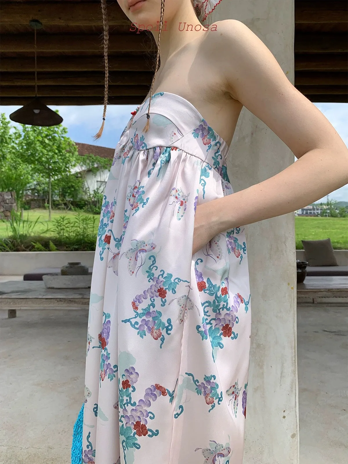 [SPOII UNOSA] Little Mermaid’s Sister Floral Midi Dress Holiday Vacation Dress Gown