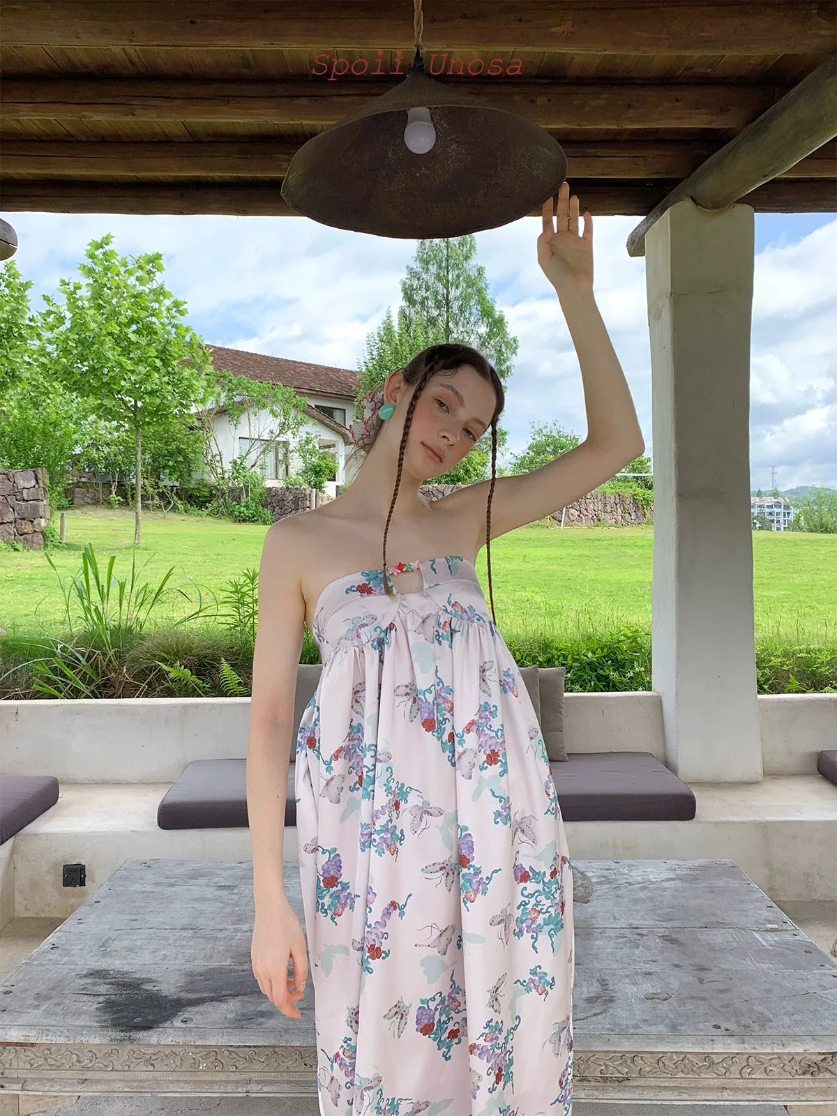 [SPOII UNOSA] Little Mermaid’s Sister Floral Midi Dress Holiday Vacation Dress Gown