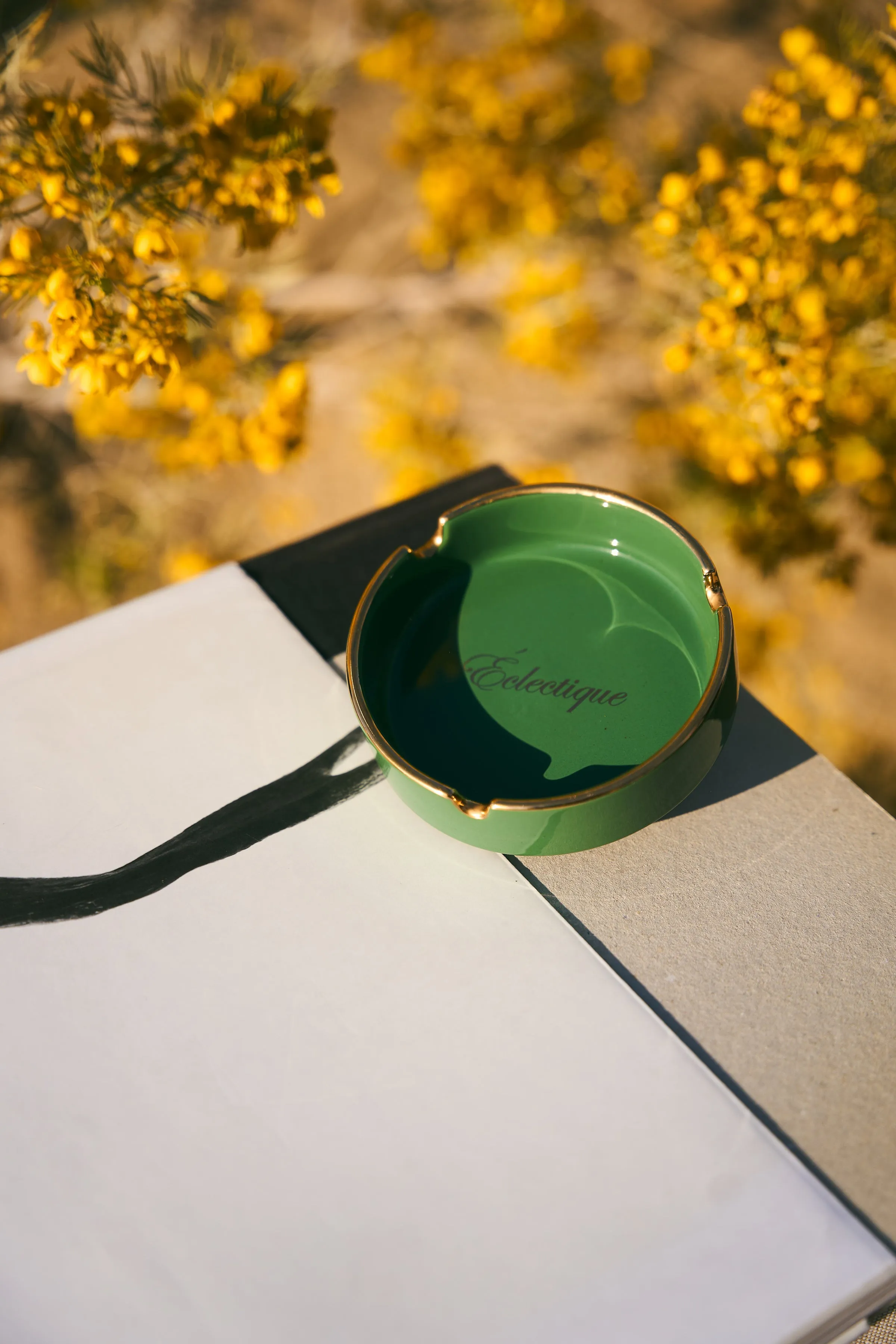 Staple Gold Trim Ceramic Ashtray
