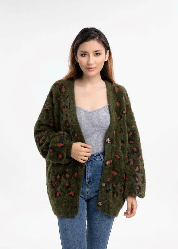 TEEK - Olive Animal Print Sweater