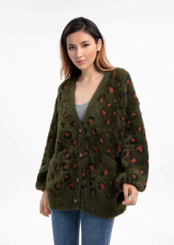 TEEK - Olive Animal Print Sweater