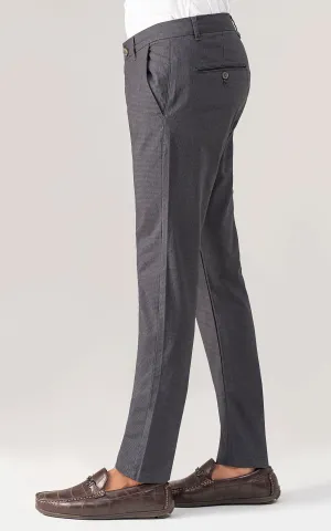 TEXTURED SLIM FIT CASUAL PANT  CHARCOAL GREY