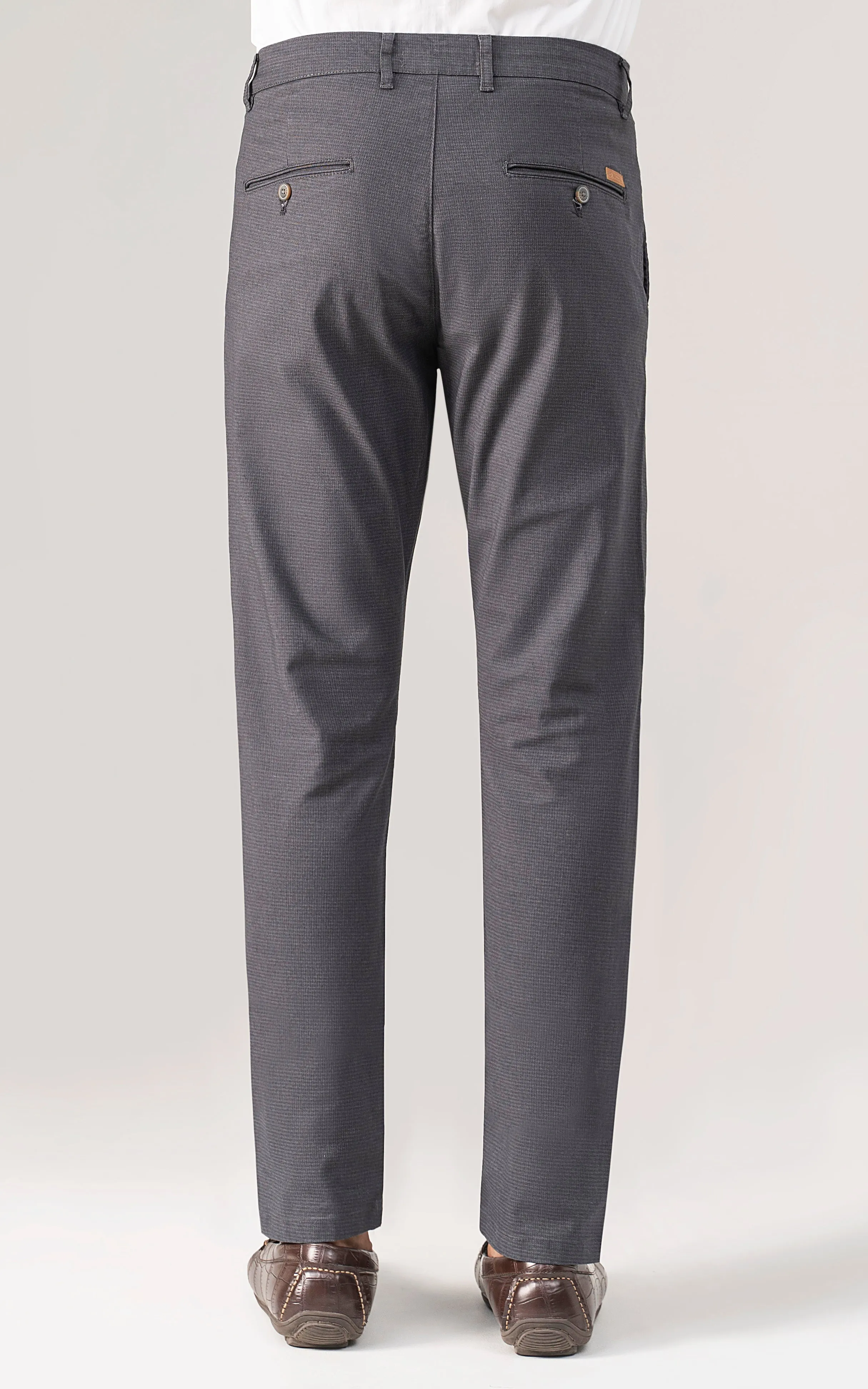 TEXTURED SLIM FIT CASUAL PANT  CHARCOAL GREY