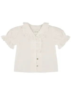 The New Society   Embroidered cotton poplin shirt 