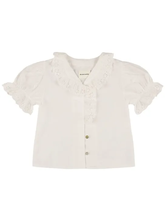 The New Society   Embroidered cotton poplin shirt 