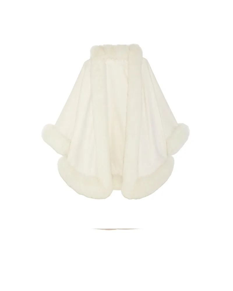 The Sol Cashmere Cape with Fox Trim