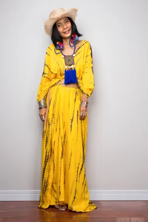 Tie dye kaftan, Beach dress, Long Yellow Maxi dress, resort Kaftan, Summer kaftan,