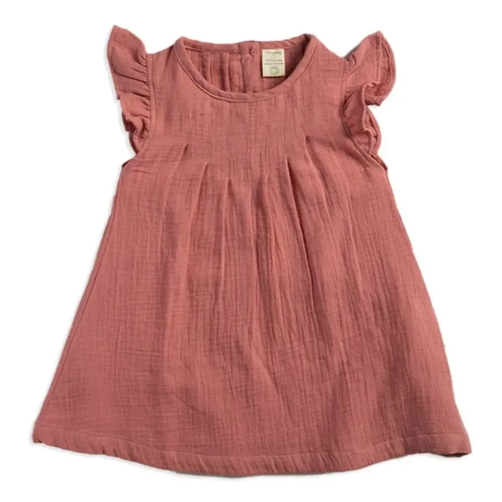 Tiny Twig Pintuck Dress Rose Gold Crinkle