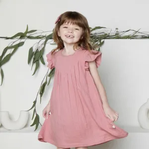 Tiny Twig Pintuck Dress Rose Gold Crinkle