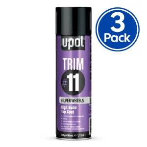 U-POL Trim #11 High Build Top Coat 450ml Silver Wheels (Light)  x 3 Pack