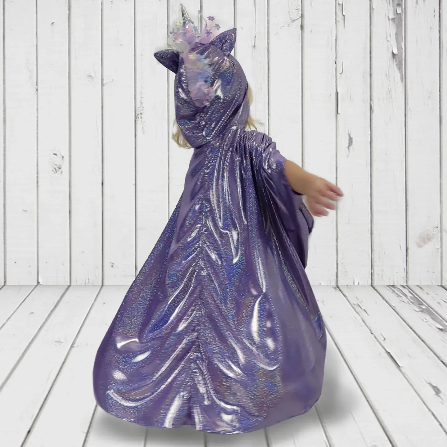 Unicorn Cape Costume - Lavendar holographic for Creative Play and Halloween
