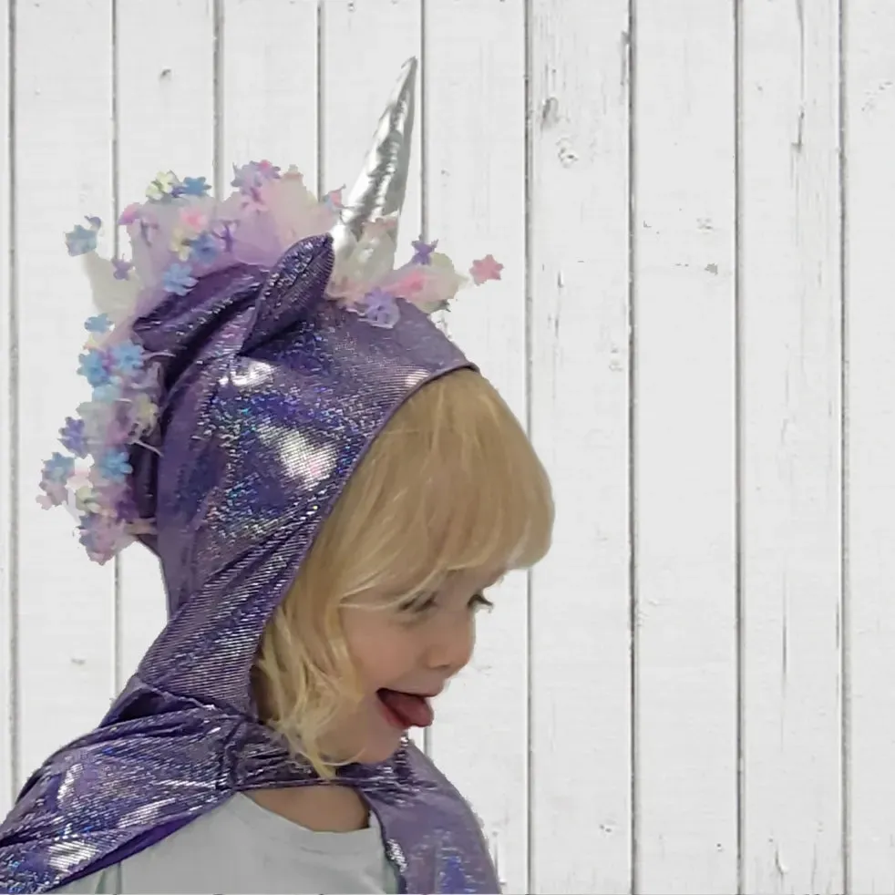 Unicorn Cape Costume - Lavendar holographic for Creative Play and Halloween