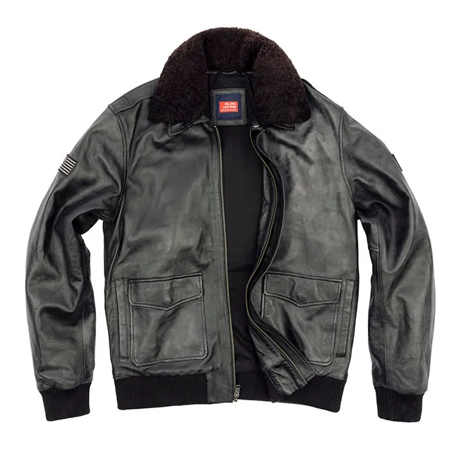 US Flag Flight Mens Pilot Leather Jacket