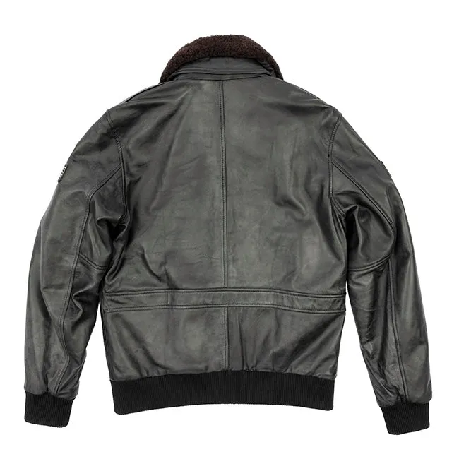 US Flag Flight Mens Pilot Leather Jacket