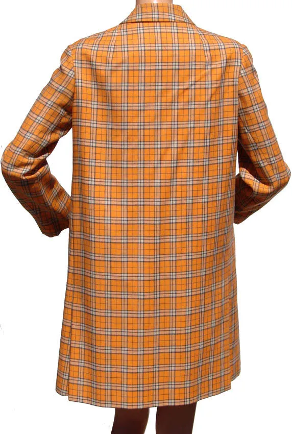 Vintage 1960s Mod Orange Wool Plaid Coat - Brioni - Couture