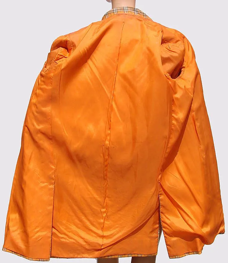Vintage 1960s Mod Orange Wool Plaid Coat - Brioni - Couture
