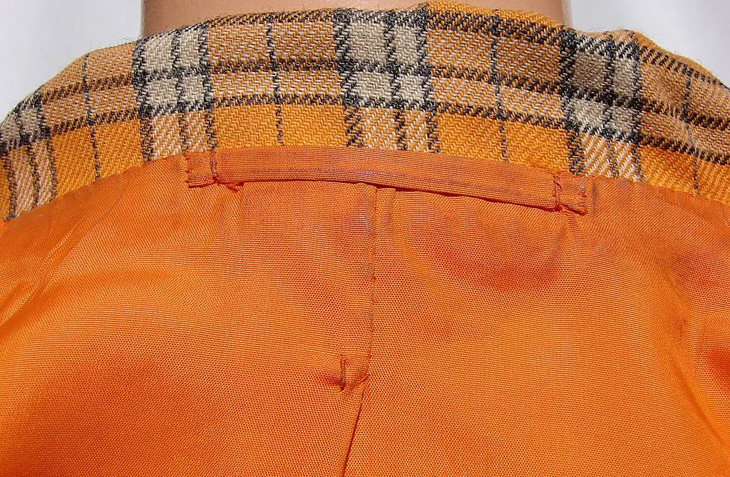 Vintage 1960s Mod Orange Wool Plaid Coat - Brioni - Couture