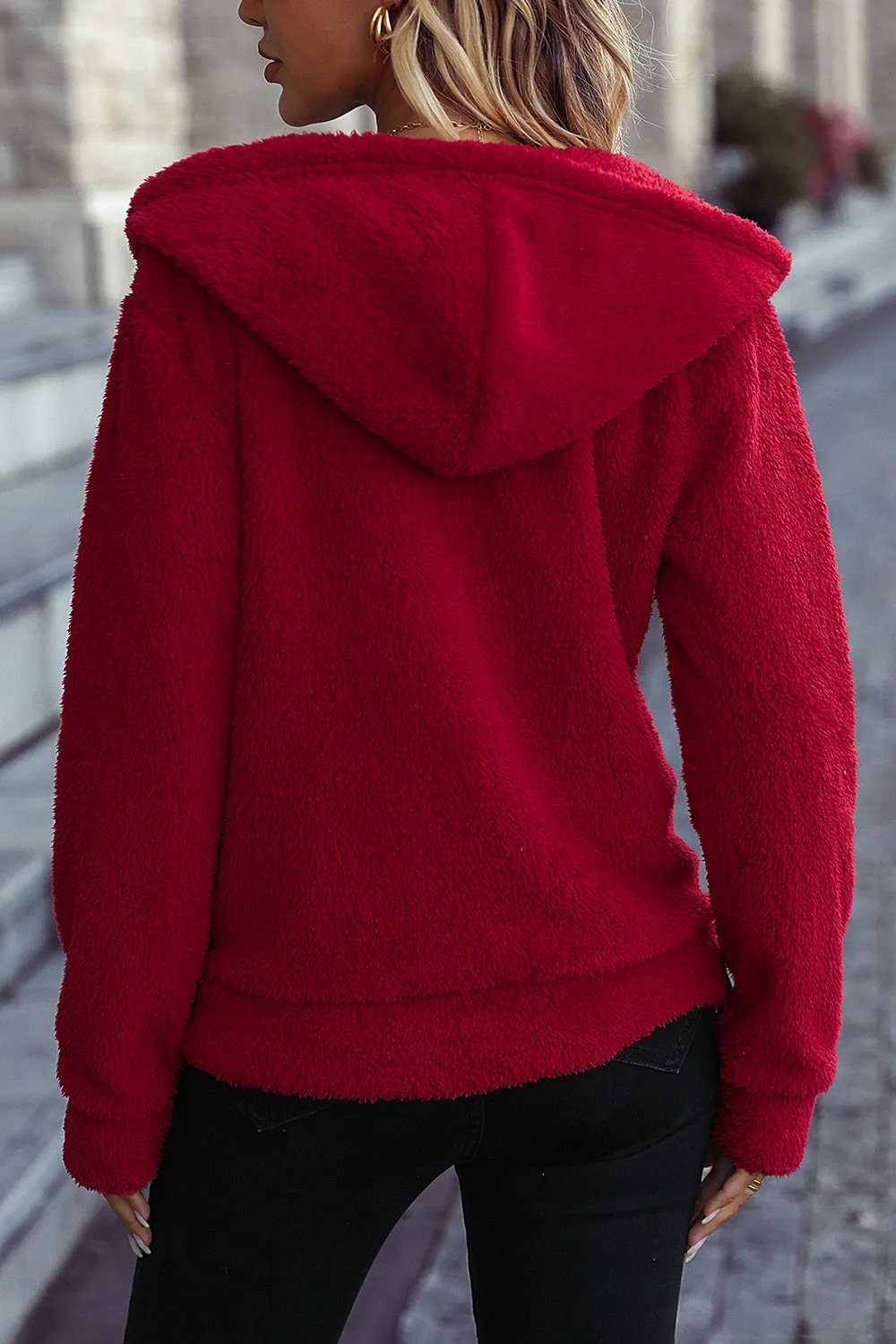 Women's Hooded Zipper Long Sleeve Loose Christmas Casual Jacket