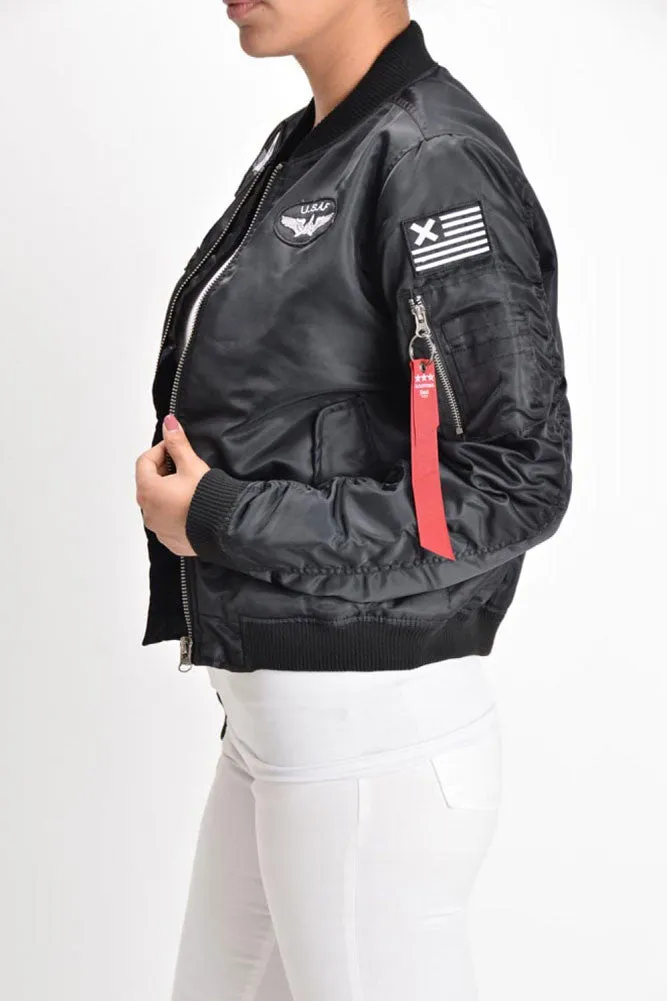 Women's Patched Flight Bomber Jacket