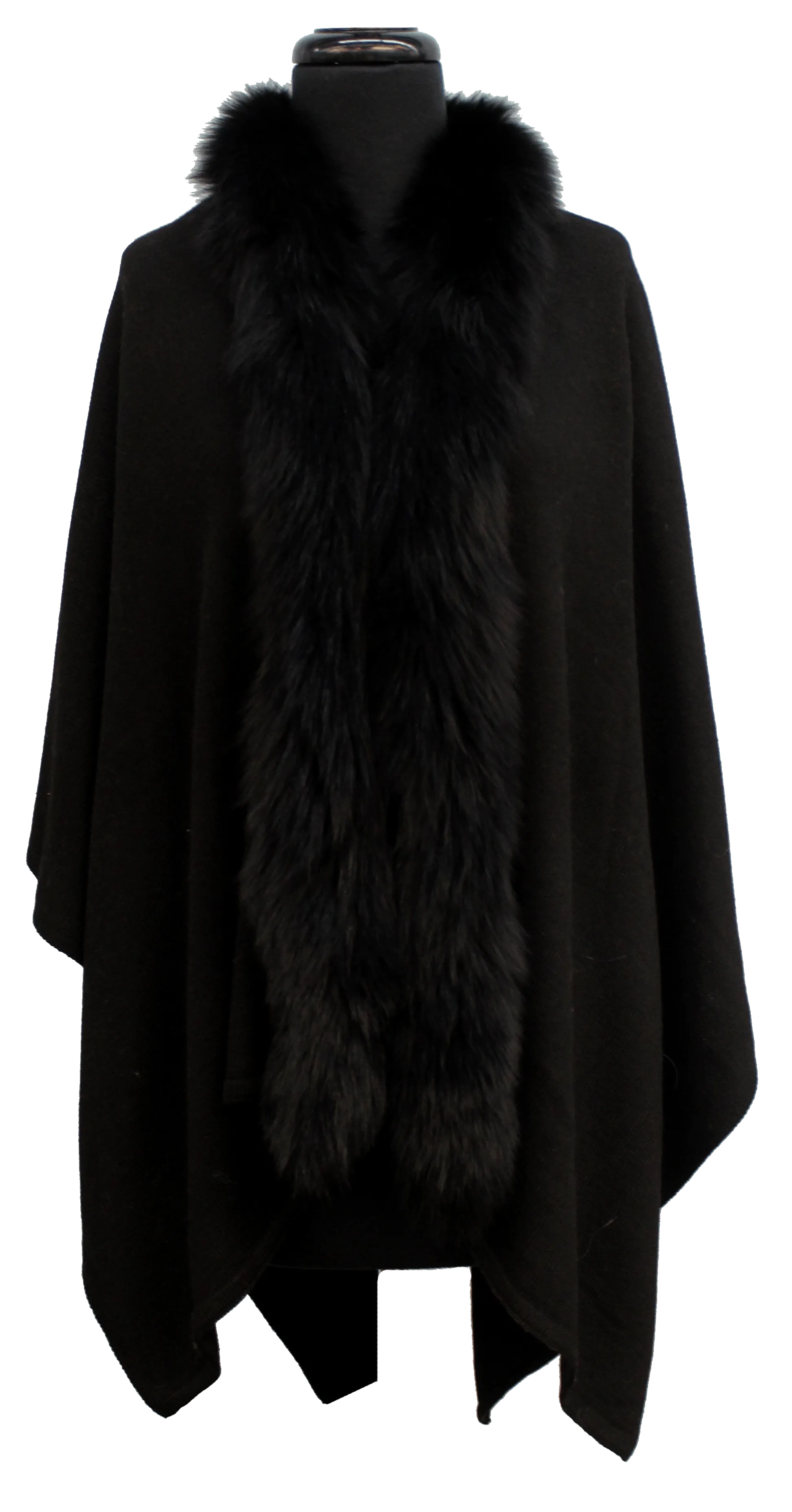 Wool Wrap with Fur Trim