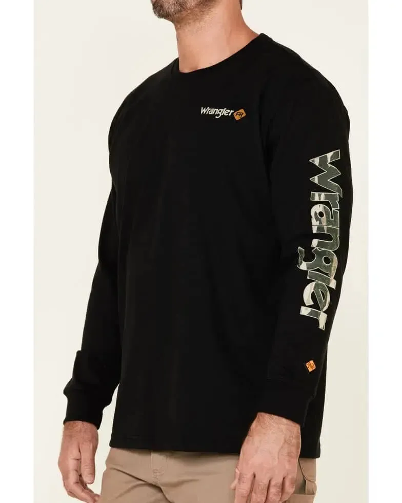 WRANGLER - FR Men's Camo Graphic Long Sleeve Work T-Shirt, Black