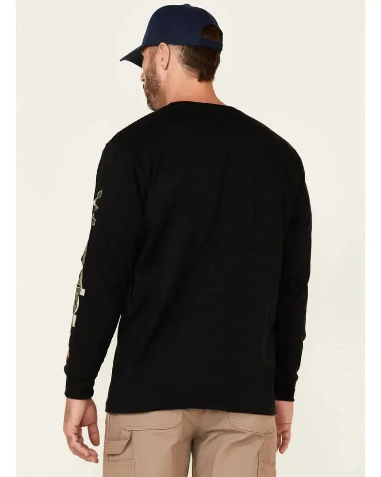 WRANGLER - FR Men's Camo Graphic Long Sleeve Work T-Shirt, Black