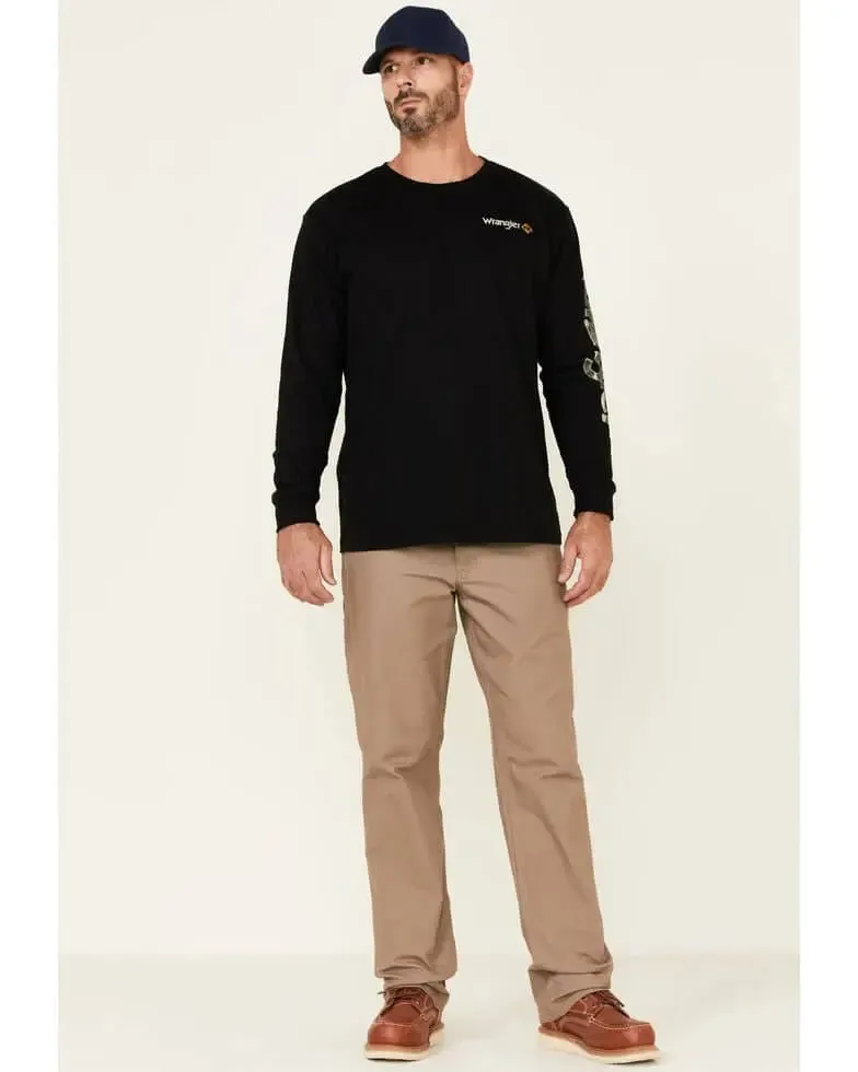 WRANGLER - FR Men's Camo Graphic Long Sleeve Work T-Shirt, Black