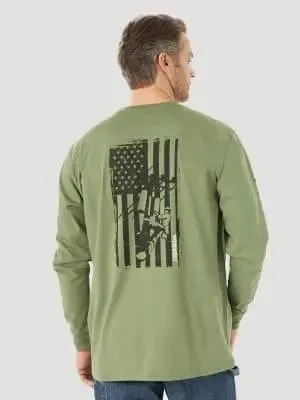 WRANGLER - FR Men's Graphic Long Sleeve Work T-Shirt, American Green