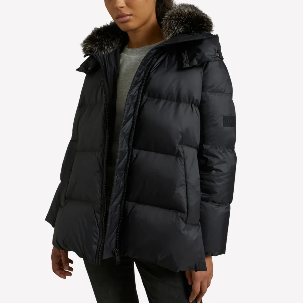 Yves Salomon A-line Down Coat - Noir