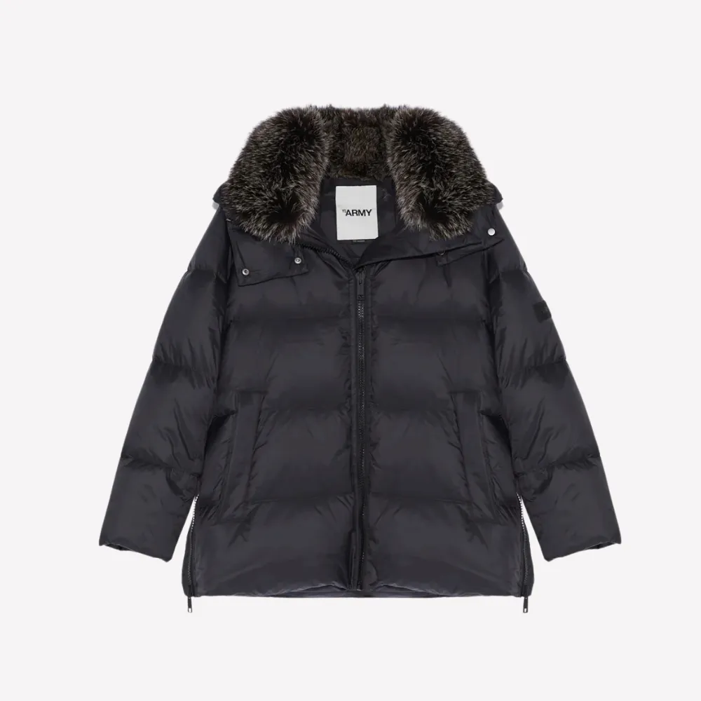 Yves Salomon A-line Down Coat - Noir