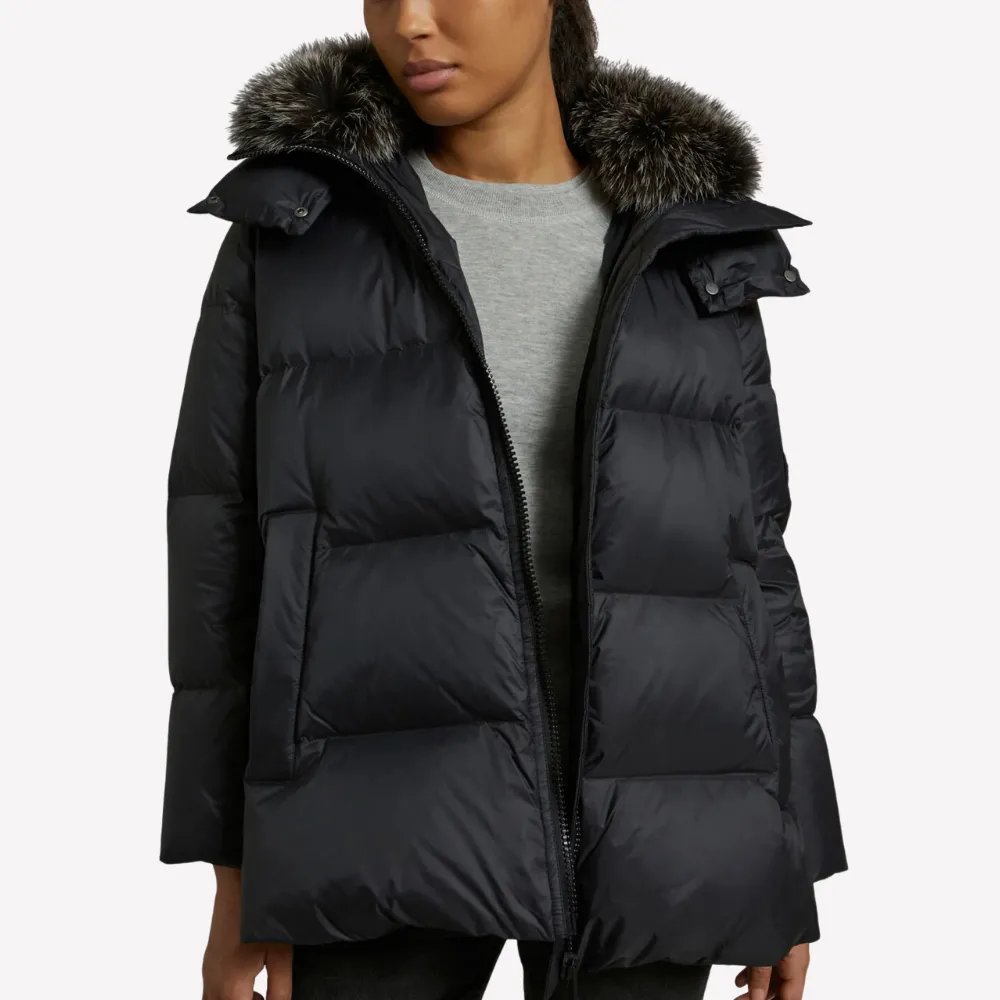 Yves Salomon A-line Down Coat - Noir